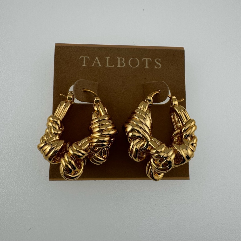 Talbots Shinny Gold Knot Earrings Heavy